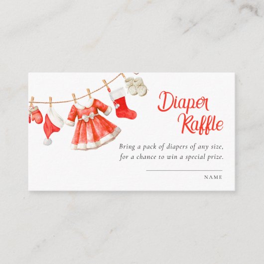 Santa Baby Shower Girl Diaper Raffle Informatiekaartje (Voorkant)