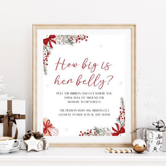 Santa Baby shower Hoe groot is haar buikteken Poster