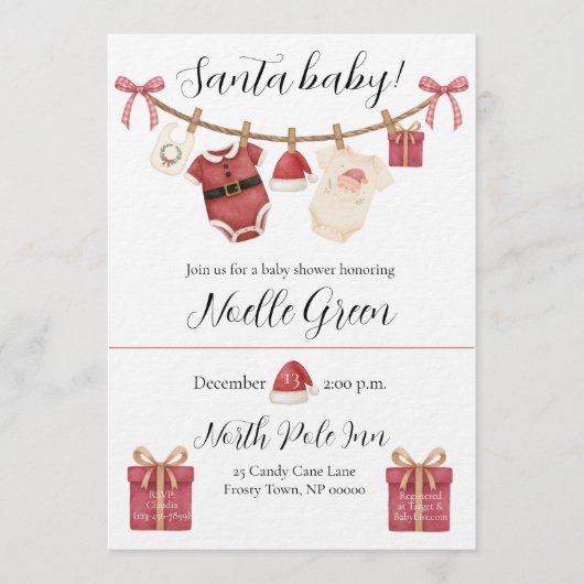 Santa Baby Shower Invitation Kaart (Voorkant)