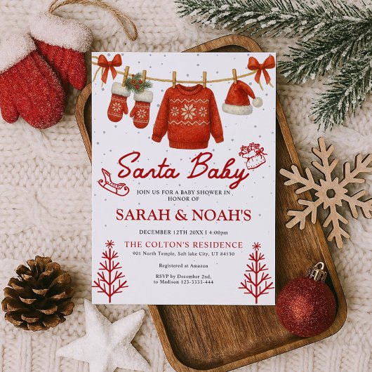 Santa Baby Shower Invitation  Kaart