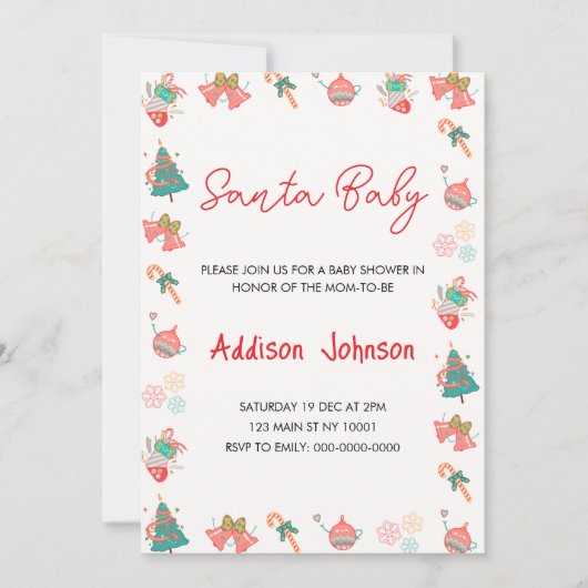 Santa Baby shower Kaart (Voorkant)