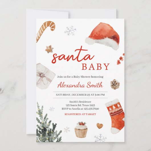 Santa Baby shower Kaart (Voorkant)
