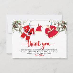 Santa Baby shower, kerst Baby shower Bedankkaart