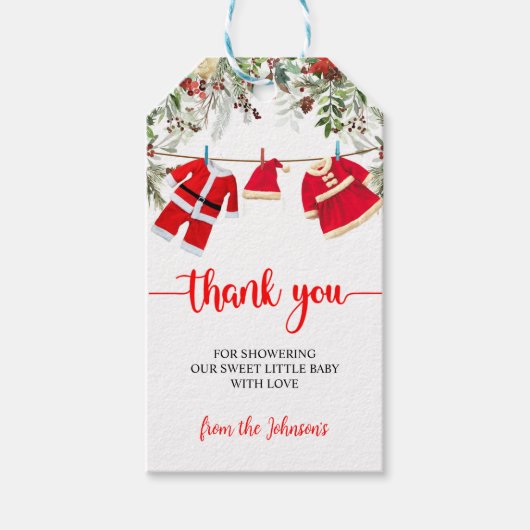 Santa Baby shower, kerst Baby shower Cadeaulabel (Voorkant)