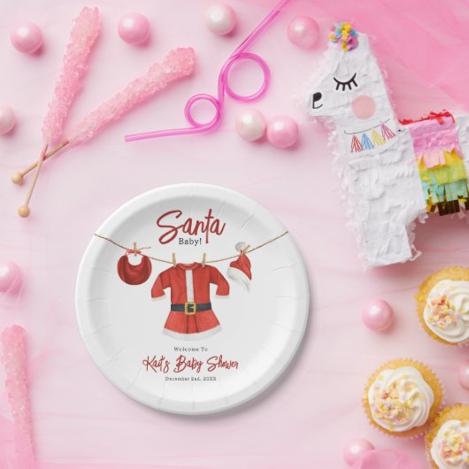 Santa Baby shower Kerstvakantie Winterjurk Papieren Bordje (Feest)