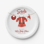 Santa Baby shower Kerstvakantie Winterjurk Papieren Bordje (Voorkant)