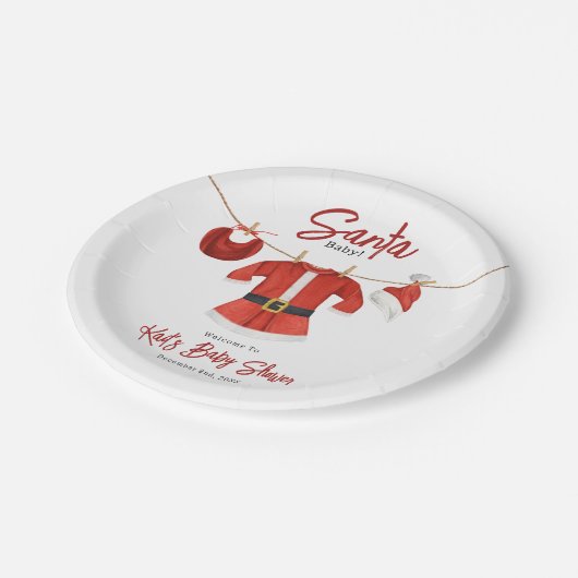 Santa Baby shower Kerstvakantie Winterjurk Papieren Bordje (Gekanteld)