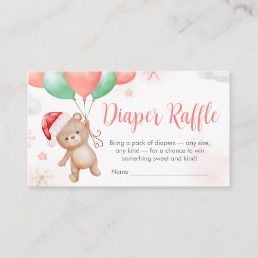 Santa Baby shower Luier Raffle Informatiekaartje (Voorkant)