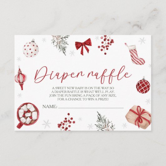 Santa Baby shower Luier Raffle Informatiekaartje (Voorkant)