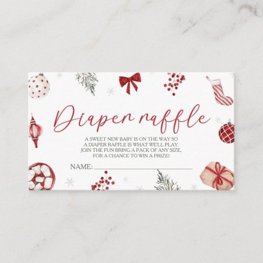 Santa Baby shower Luier Raffle Informatiekaartje (Voorkant)