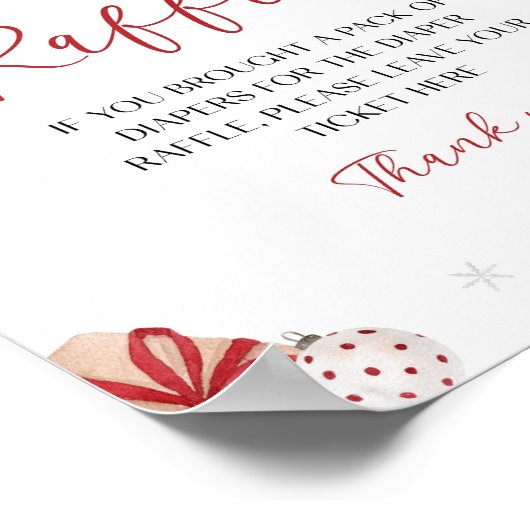Santa Baby shower Luier Raffle Sign Poster (Hoek)