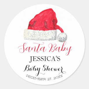 Santa Baby shower Rood Schattige eenvoudig Dank u Ronde Sticker