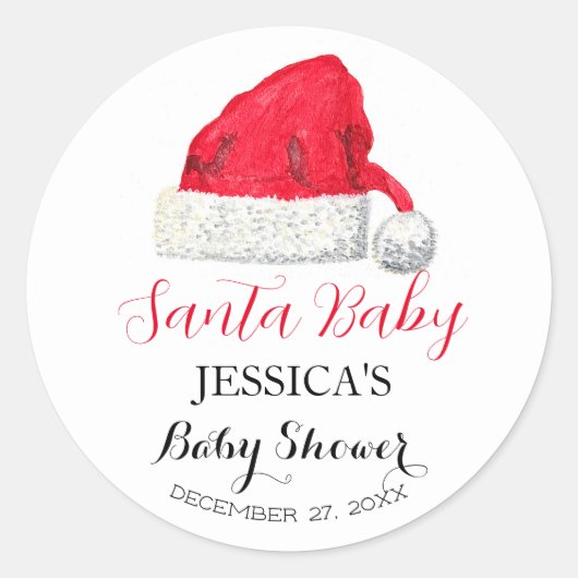 Santa Baby shower Rood Schattige eenvoudig Dank u Ronde Sticker (Voorkant)