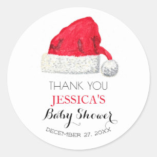 Santa Baby shower Rood Schattige eenvoudig Dank u Ronde Sticker
