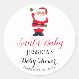 Santa Baby shower Rood Schattige eenvoudig Dank u Ronde Sticker