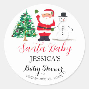 Santa Baby shower Rood Schattige eenvoudig Dank u Ronde Sticker