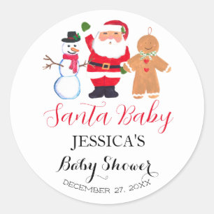 Santa Baby shower Rood Schattige eenvoudig Dank u Ronde Sticker