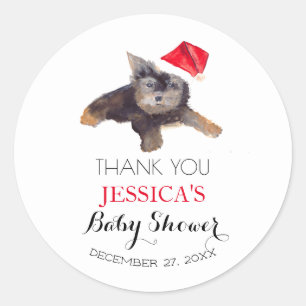 Santa Baby shower Rood Schattige eenvoudig Dank u Ronde Sticker