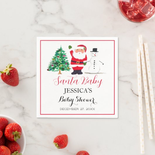 Santa Baby shower Rood Schattige eenvoudig Dank u Servet (Insitu)