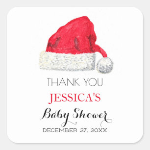 Santa Baby shower Rood Schattige eenvoudig Dank u Vierkante Sticker