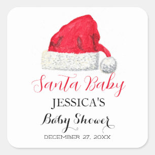 Santa Baby shower Rood Schattige eenvoudig Dank u Vierkante Sticker