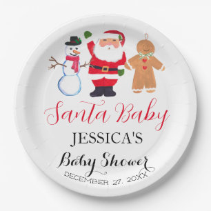 Santa Baby shower Rood Schattige eenvoudige Winter Papieren Bordje