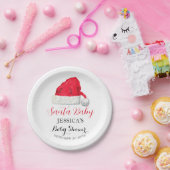 Santa Baby shower Rood Schattige eenvoudige Winter Papieren Bordje (Feest)
