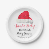 Santa Baby shower Rood Schattige eenvoudige Winter Papieren Bordje (Voorkant)
