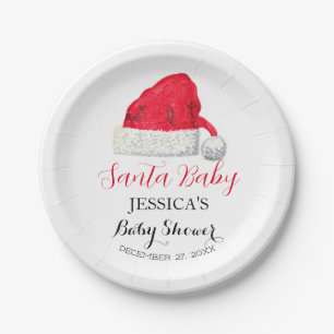 Santa Baby shower Rood Schattige eenvoudige Winter Papieren Bordje