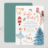 Santa Baby shower Schattigee Waterverf Kerstmis Kaart (Voorkant / Achterkant)