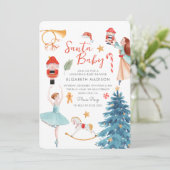 Santa Baby shower Schattigee Waterverf Kerstmis Kaart (Staand voorkant)
