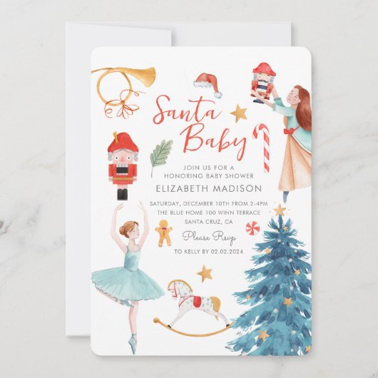 Santa Baby shower Schattigee Waterverf Kerstmis Kaart (Voorkant)