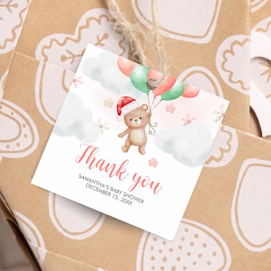 Santa Baby shower Square Bedankjes Labels
