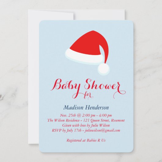 Santa Baby shower Uitnodiging - rood & blauw (Voorkant)