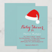 Santa Baby shower Uitnodiging - rood & turquoise (Voorkant / Achterkant)