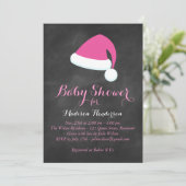 Santa Baby shower Uitnodiging - roze (Staand voorkant)