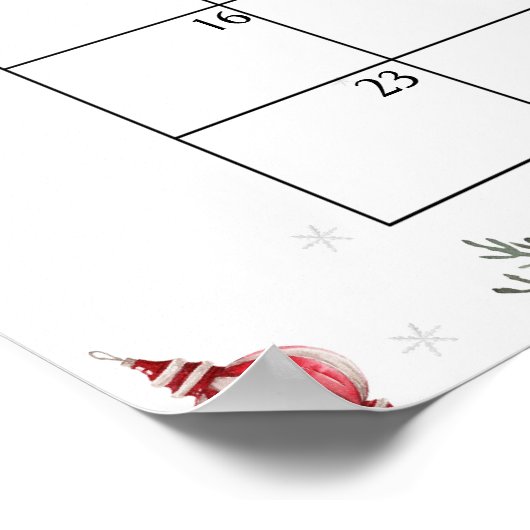 Santa Baby shower vervaldatum kalender Poster (Hoek)