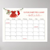 Santa Baby shower vervaldatum kalender spel teken Poster (Voorkant)