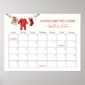 Santa Baby shower vervaldatum kalender spel teken Poster (Voorkant)