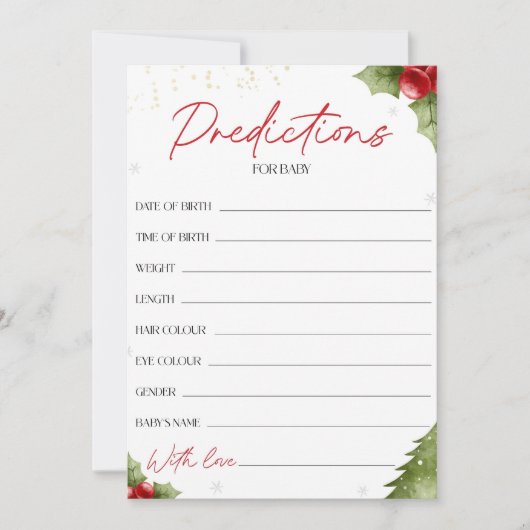 Santa Baby shower voorspellingen voor Baby Kaart (Voorkant)