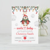 Santa Baby shower Waterverf Winter Baby shower Kaart (Staand voorkant)