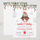 Santa Baby shower Waterverf Winter Baby shower Kaart (Voorkant / Achterkant)