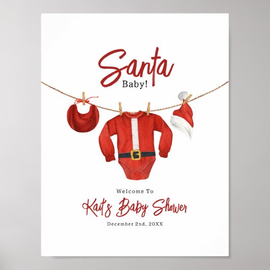 Santa Baby shower Welkom Poster (Voorkant)