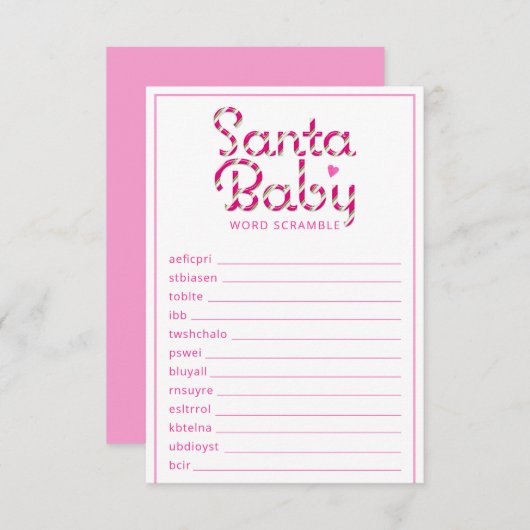 Santa Baby shower Word Scramble Game Kaart (Voorkant / Achterkant)