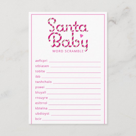 Santa Baby shower Word Scramble Game Kaart (Voorkant)