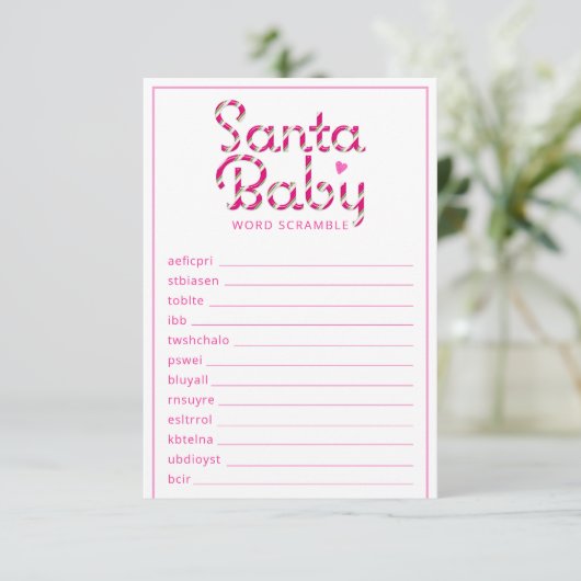 Santa Baby shower Word Scramble Game Kaart (Staand voorkant)