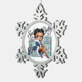 Santa Baby Snowflake Pewter Kerstversiering Tin Sneeuwvlok Ornament (Rechts)