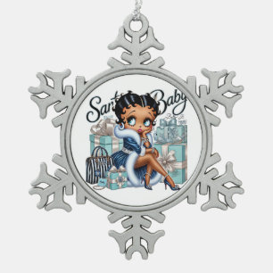 Santa Baby Snowflake Pewter Kerstversiering Tin Sneeuwvlok Ornament