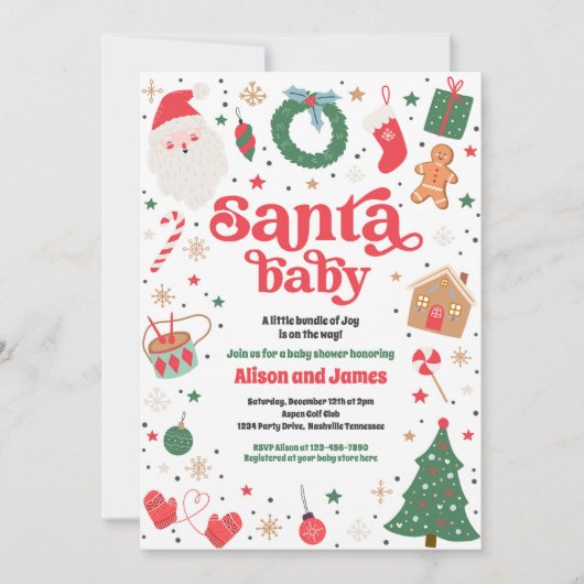 Santa Baby Traditional Christmas Baby shower Kaart (Voorkant)