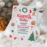 Santa Baby Traditional Christmas Baby shower Kaart<br><div class="desc">Santa Baby Traditional Christmas Baby shower Invitation</div>